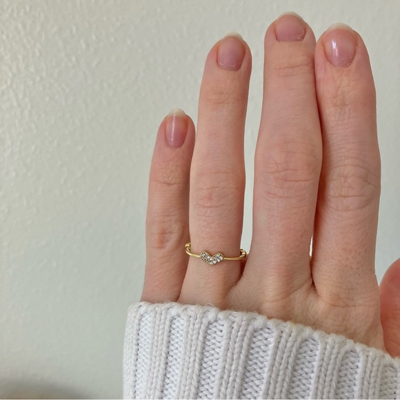 Vintage “Elsie” Gold Promise Ring Heart Reversible Dainty Petite Simple Elegant - Picture 2 of 14